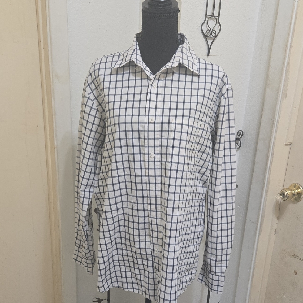 George Navy and White Plaid Shirt